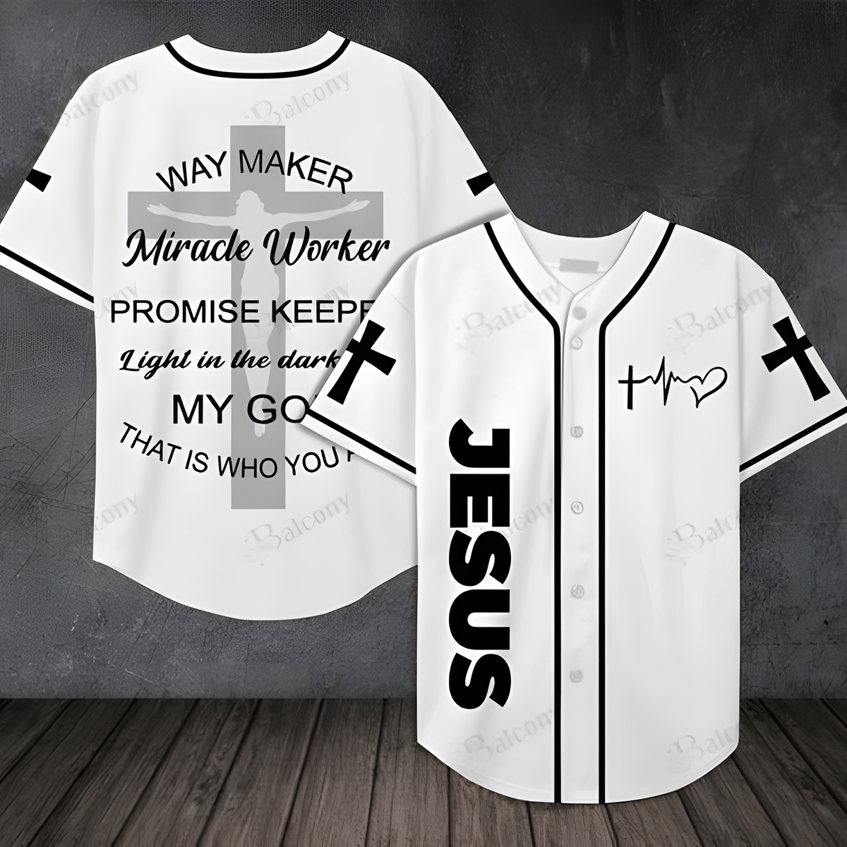 Jesus Christian Baseball Jersey Way Maker Promise Keeper Light In The Darkness Miracle Worker