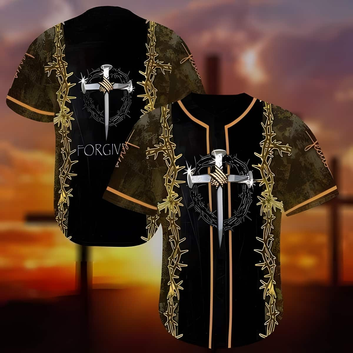 Jesus Forgiven Cross Baseball Jersey Best Christian Gift For Believers