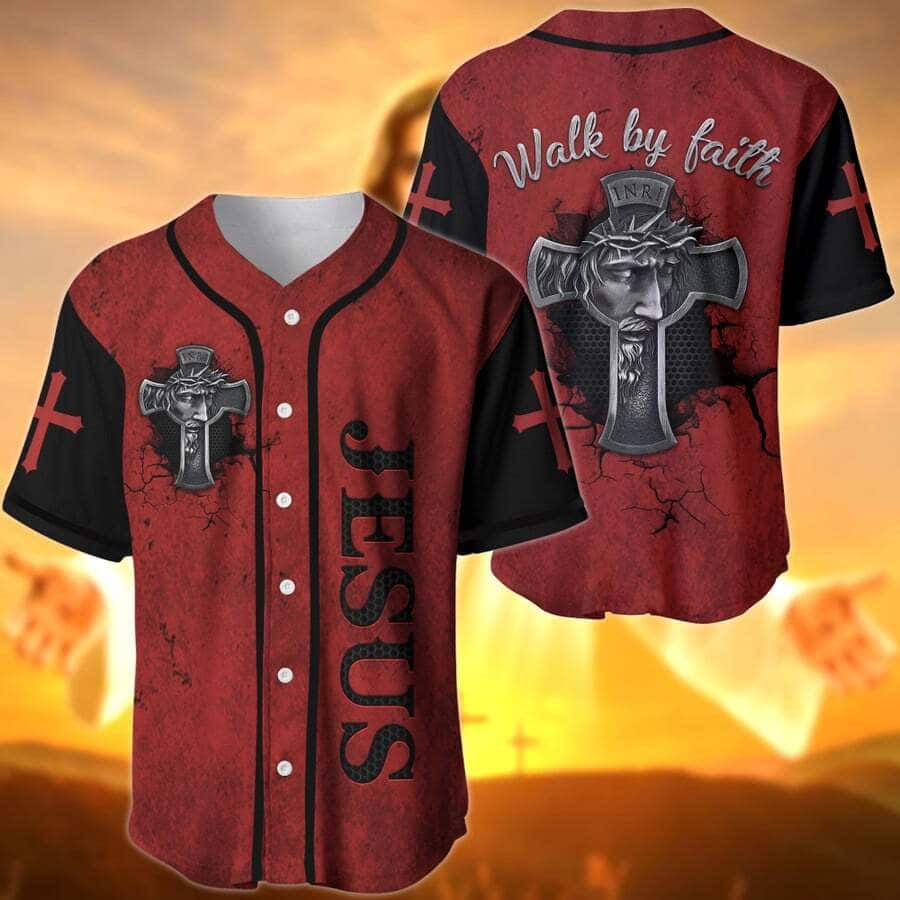 Christian Baseball Jersey Walk By Faith Religious Gift For Believers