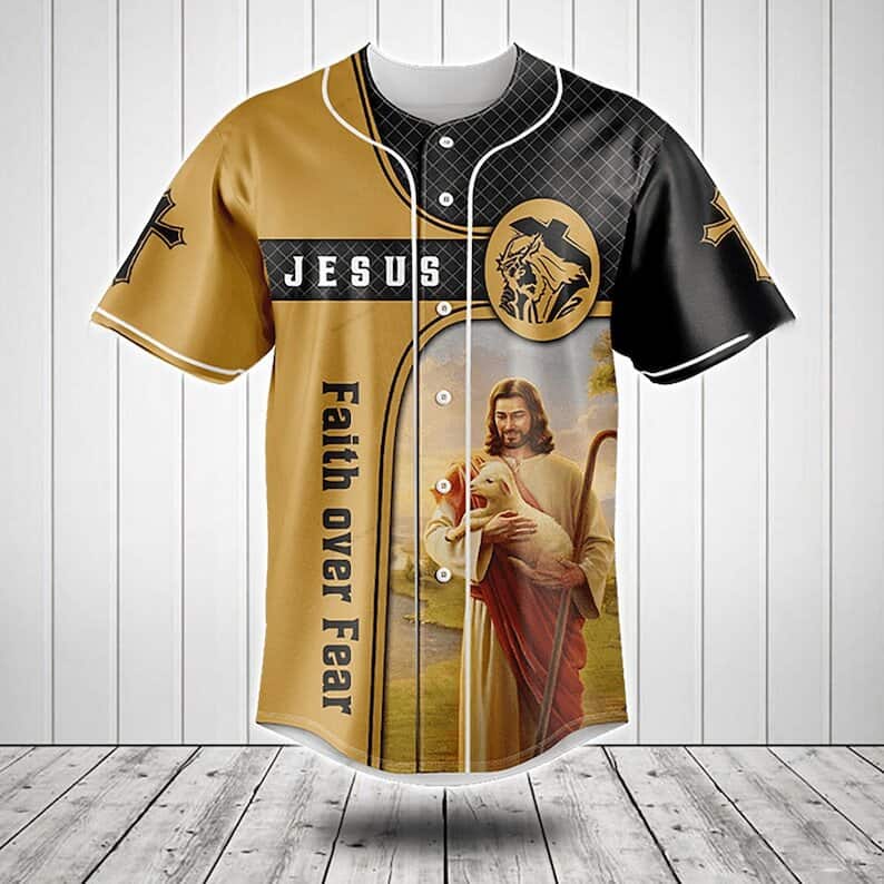 Christian Baseball Jersey Faith Over Fear Christian Faith Religious Gift For Believers