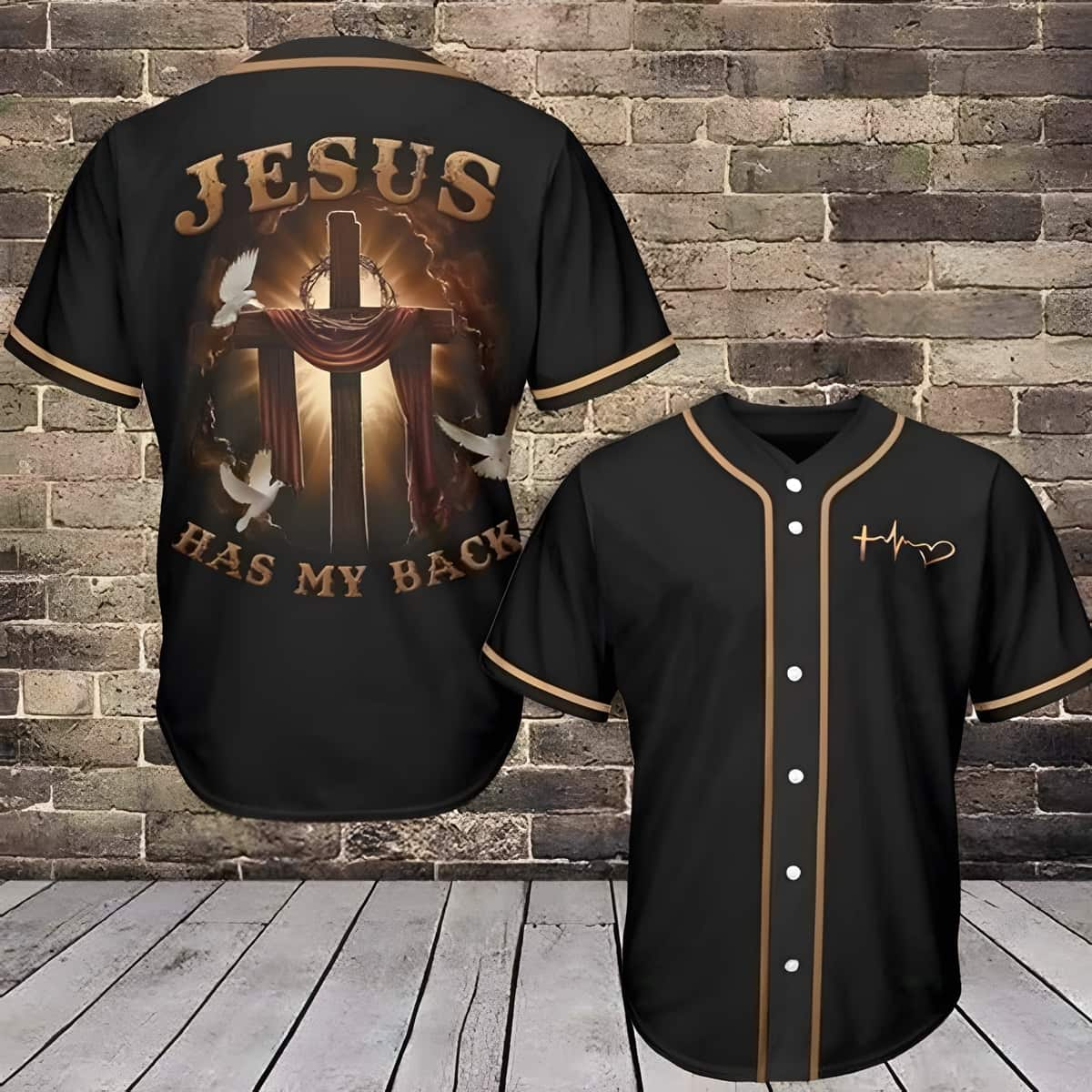 Jesus Has My Back Baseball Jersey Christian Religious Gift For Friends