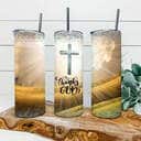 Thanks God Cross Jesus Awesome Religious Skinny Tumbler For Christians