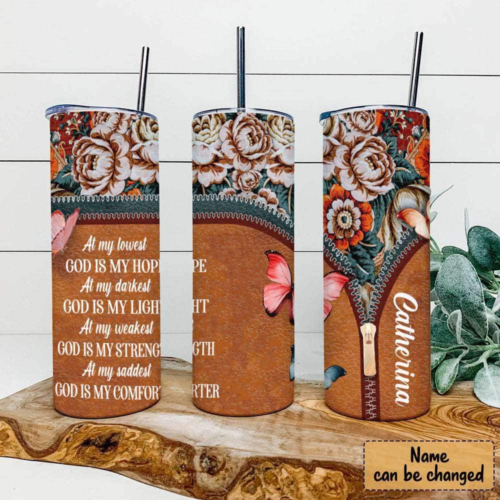 Personalized Christian Religious Skinny Tumbler At My Lowest God Is My Hope Personalized Christian Religious Skinny Tumbler At My Lowest God Is My Hope