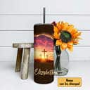 Personalized Christian Skinny Tumbler Because He Lives I Can Face Tomorrow