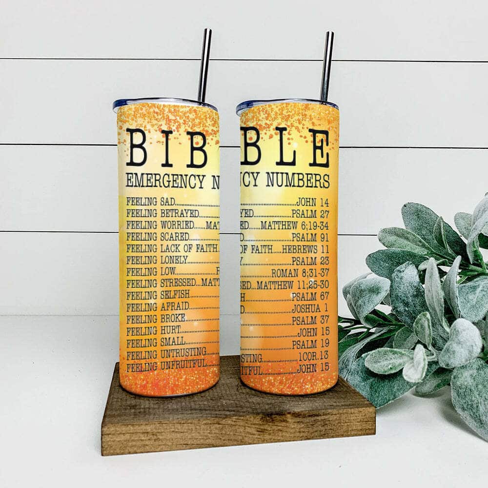 Bible Emergency Numbers Unique Christian Religious Tumbler For Believers Bible Emergency Numbers Unique Christian Religious Tumbler For Believers
