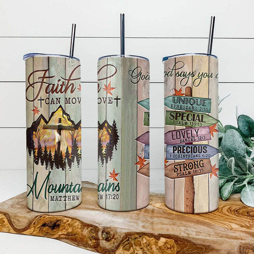 Faith Can Move Mountains Bible Verse Christian Religious Tumbler Faith Can Move Mountains Bible Verse Christian Religious Tumbler