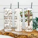 Personalized Religious Tumbler For God Has Not Given Christian Cross Bible Verse Gift