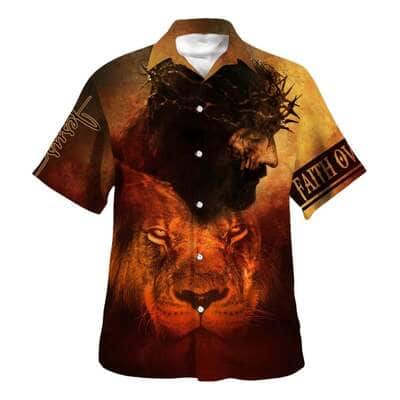 Jesus And Lion Christian Faith Over Fear Hawaiian Shirt Jesus And Lion Christian Faith Over Fear Hawaiian Shirt