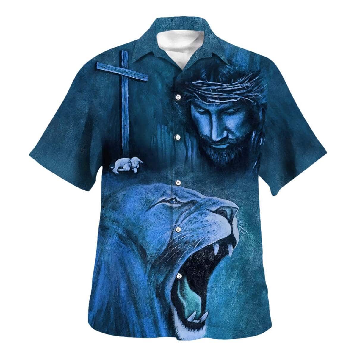 God Christian Jesus Lion Lamb Religious Hawaiian Shirt For Believer God Christian Jesus Lion Lamb Religious Hawaiian Shirt For Believer