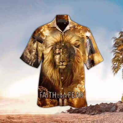 Bible Verse Faith Over Fear Lion Jesus Faith Hawaiian Shirt For Friend