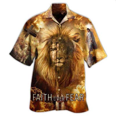 Jesus Lion Faith Over Fear Psalms Christian Hawaiian Shirt Jesus Lion Faith Over Fear Psalms Christian Hawaiian Shirt