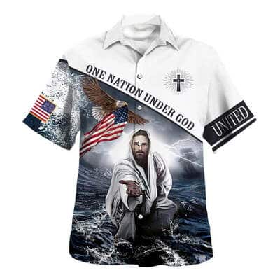 One Nation Under God 4th Of July Jesus Christ Christian Religious Hawaiian Shirt