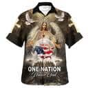 One Nation Under God Jesus American Eagle Independence Day Christian Religious Hawaiian Shirt