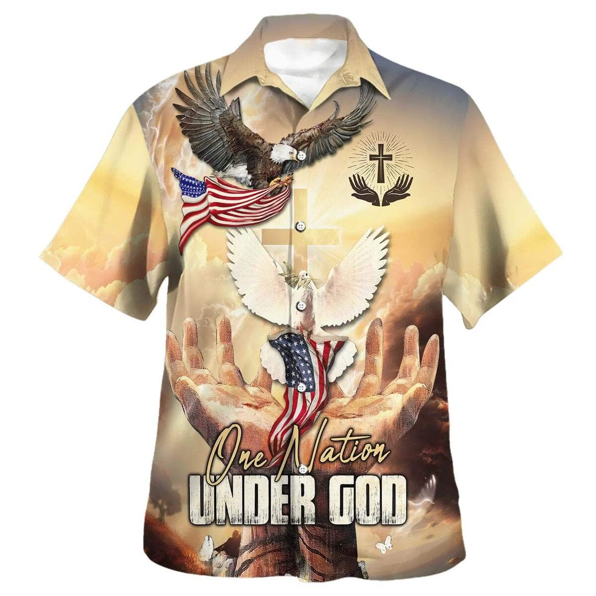 4th Of July One Nation Under God American Eagle Christian Religious Hawaiian Shirt