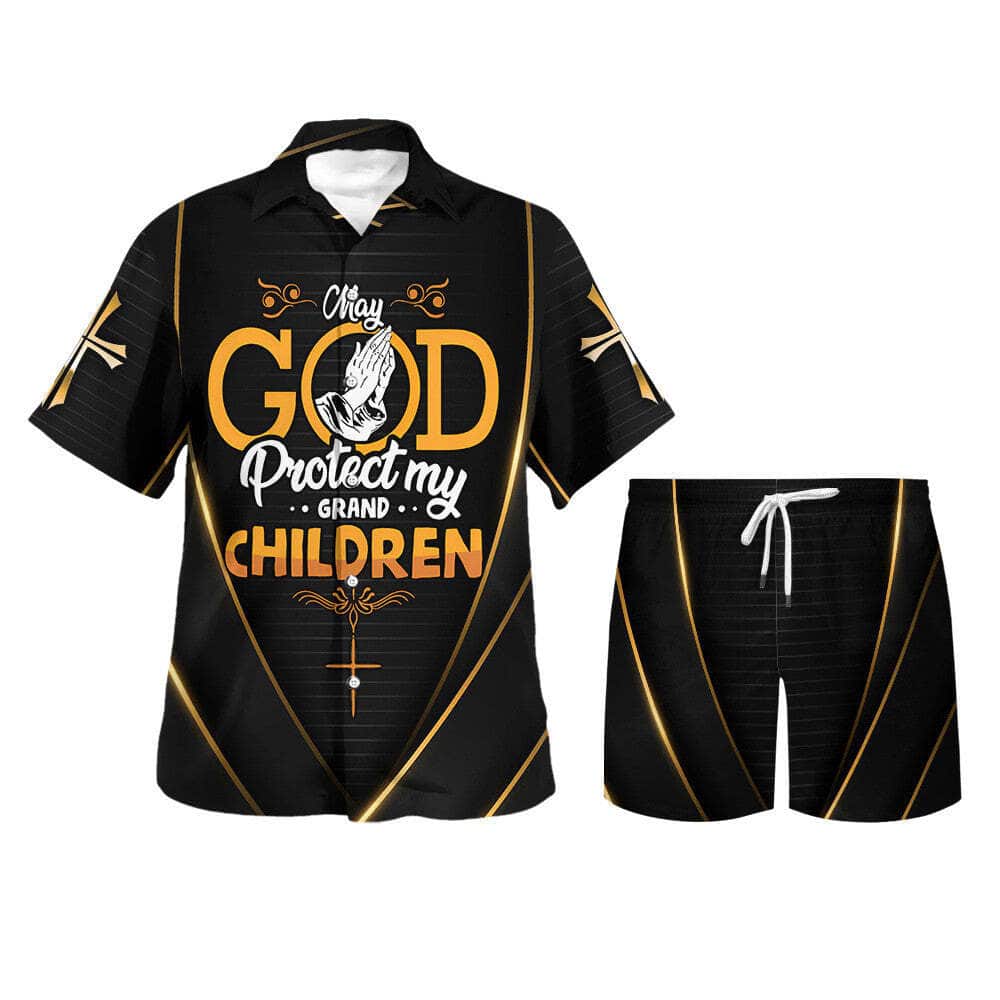May God Protect My Grand Children Christian Religious Hawaiian Shirt May God Protect My Grand Children Christian Religious Hawaiian Shirt