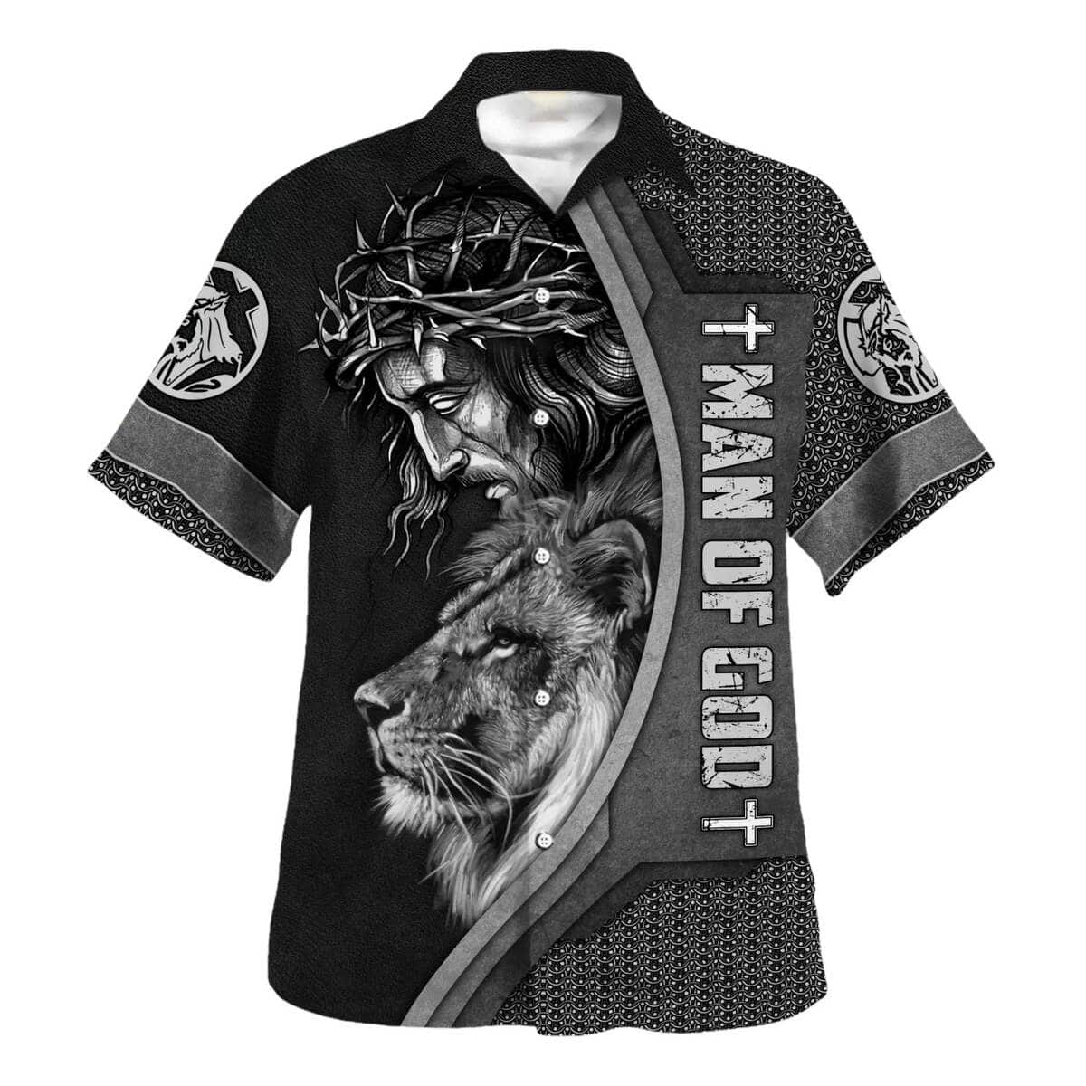 Man Of God Jesus Lion Cross Christian Religious Hawaiian Shirt