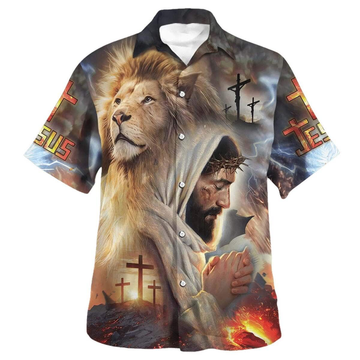 Jesus With Lion Christian Religious Hawaiian Shirt Faith Gift For Friend