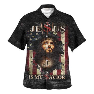 Jesus Is My Savior US American Flag Christian Religious Hawaiian Shirt