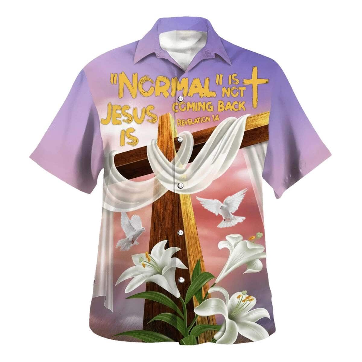 Jesus Cross Easter Day Gift Lilies Flowers Christian Religious Hawaiian Shirt