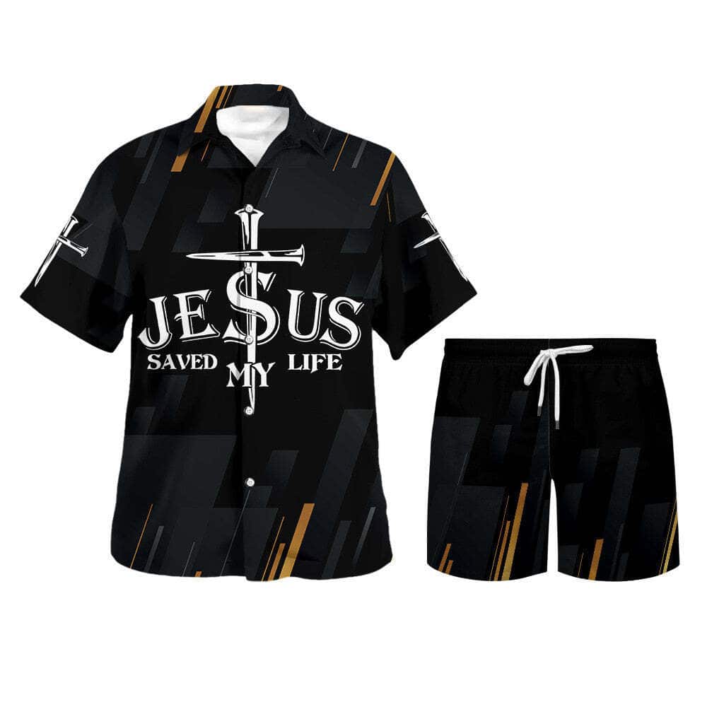 Jesus Christ Saved My Life Cross Christian Religious Hawaiian Shirt
