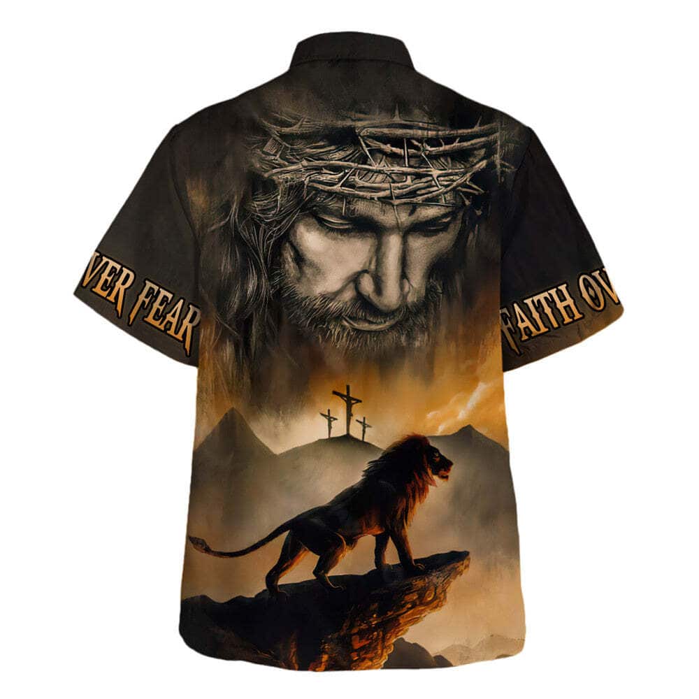 Faith Over Fear Bible Verse Jesus And Lion Christian Religious Hawaiian Shirt Faith Over Fear Bible Verse Jesus And Lion Christian Religious Hawaiian Shirt