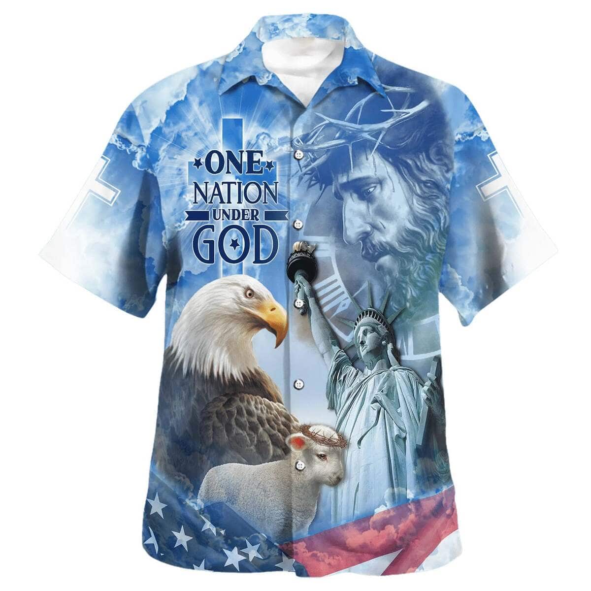 Independence Day Jesus And Eagle One Nation Under God Christian Religious Hawaiian Shirt Independence Day Jesus And Eagle One Nation Under God Christian Religious Hawaiian Shirt
