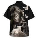 Jesus And Lion And Sheep Christian Religious Hawaiian Shirt