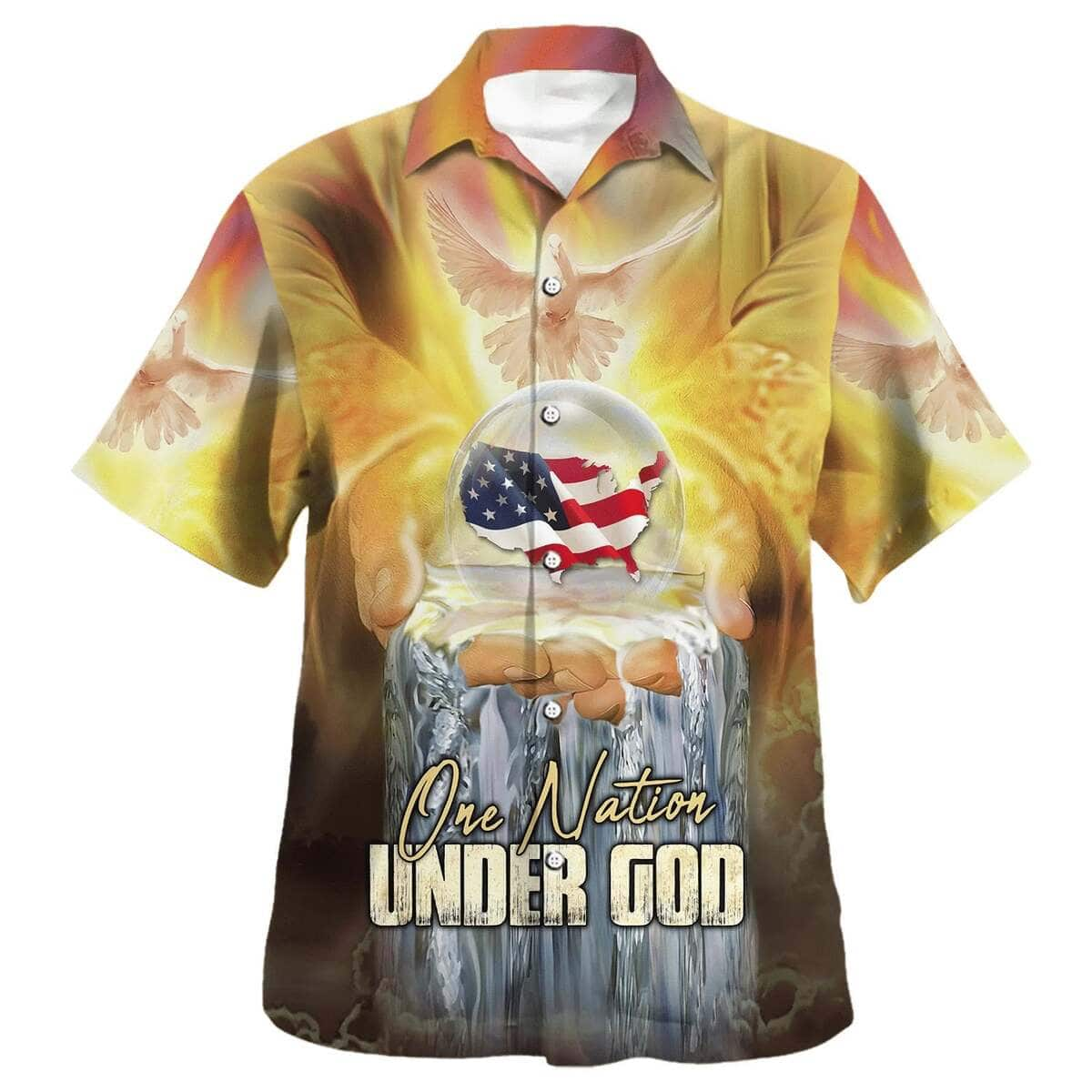 Jesus America 4th Of July One Nation Under God Christian Religious Hawaiian Shirt