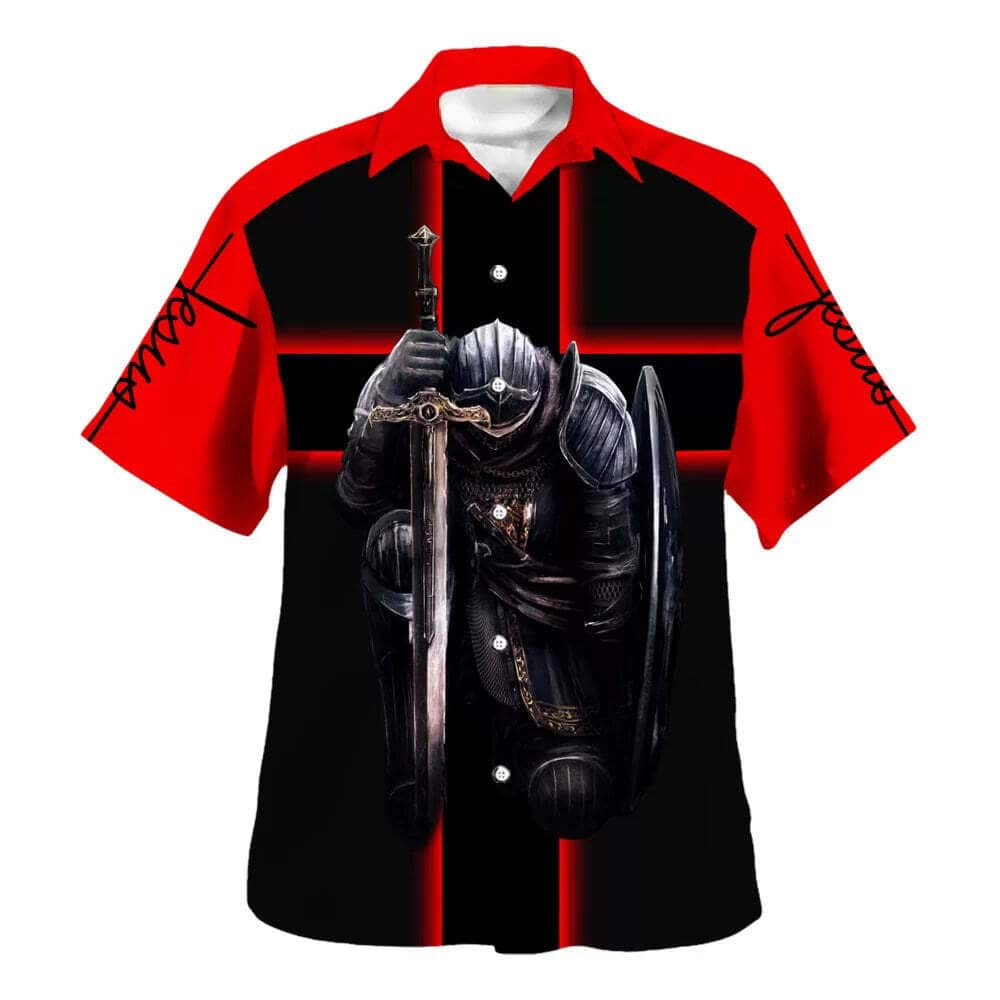 Knight Template Armor Of God I'm On Team Jesus I'm Not Religious Christian Religious Hawaiian Shirt