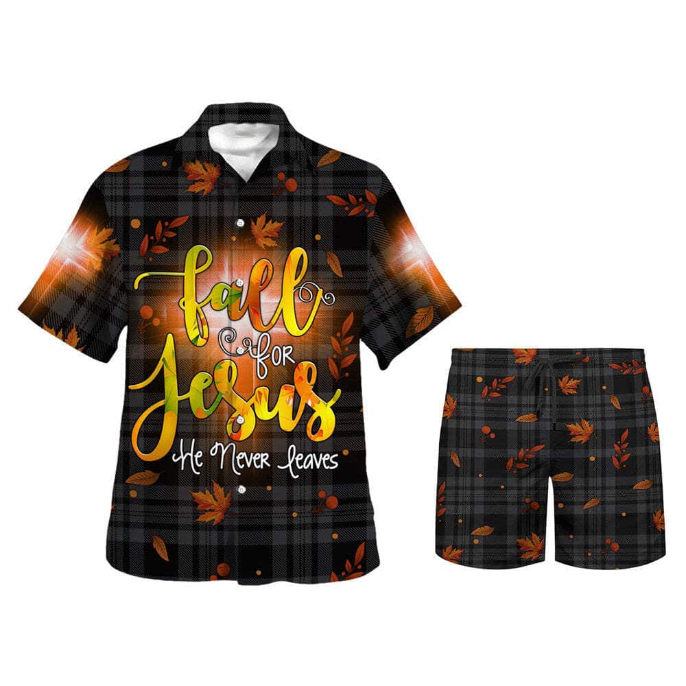 Fall For Jesus He Never Leaves Christian Religious Thanksgiving Halloween Hawaiian Shirt Fall For Jesus He Never Leaves Christian Religious Thanksgiving Halloween Hawaiian Shirt