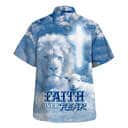 Faith Over Fear Bible Verse Jesus Lion Lamb Christian Religious Hawaiian Shirt