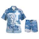 Faith Over Fear Bible Verse Jesus Lion Lamb Christian Religious Hawaiian Shirt