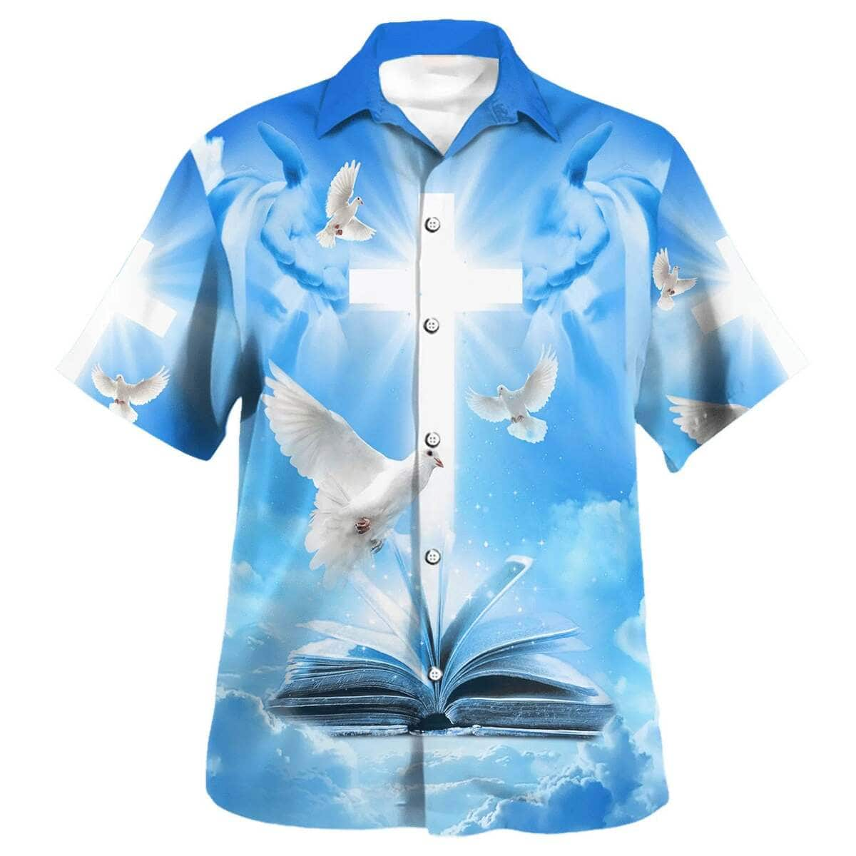 Pigeon Cross And Bible Christian Summer Hawaiian Shirt