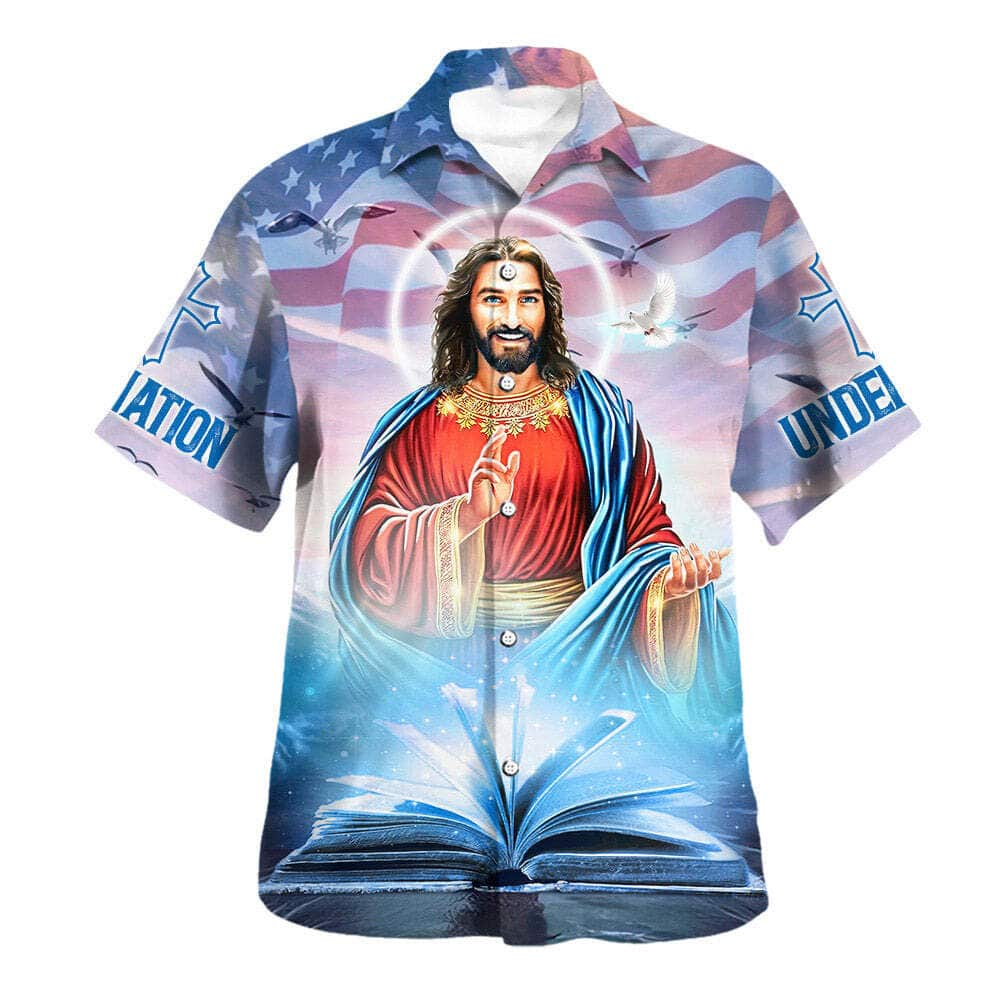 One Nation Under God Jesus Smile Independence Day Christian Summer Hawaiian Shirt