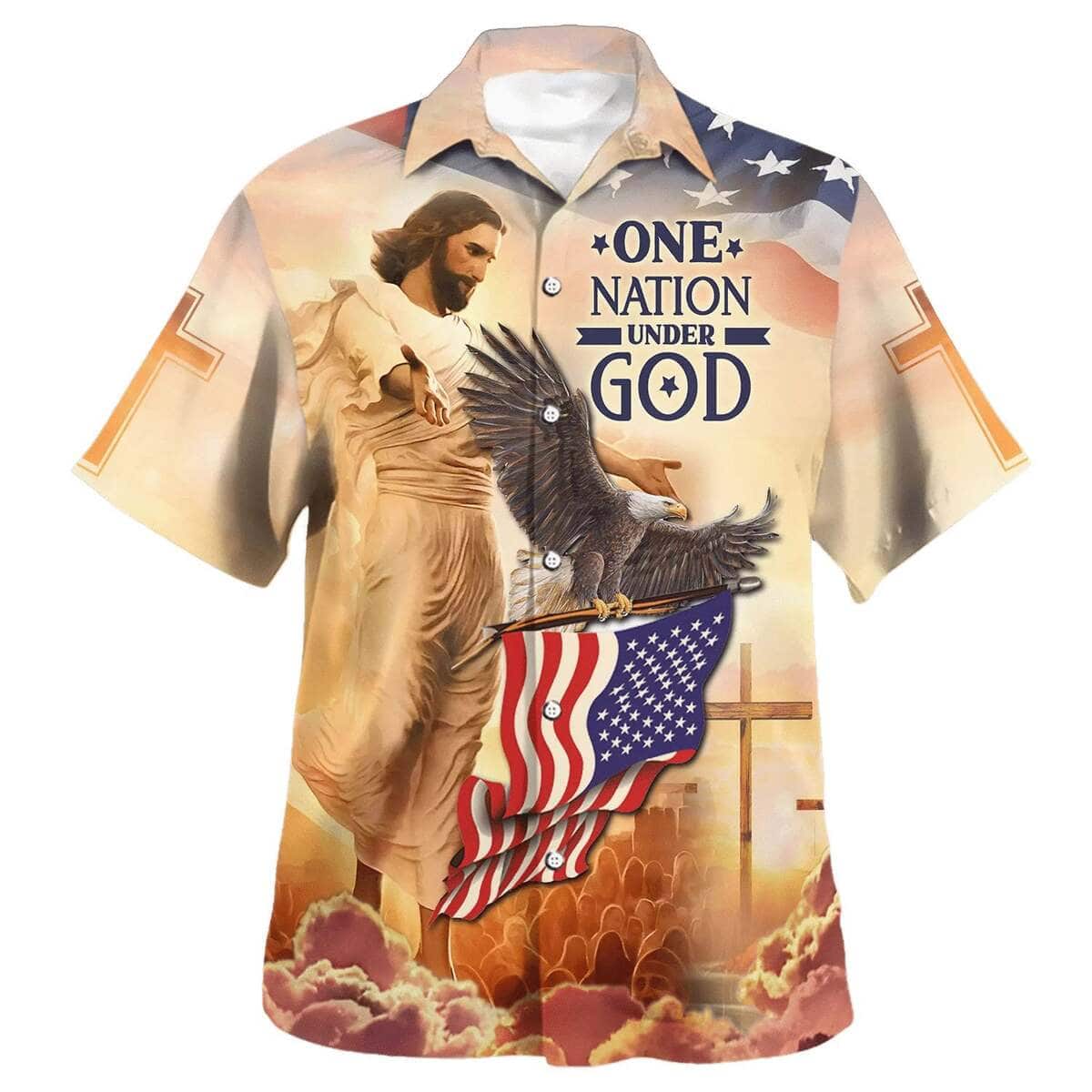 Independence Day One Nation Under God Jesus Eagle Christian Summer Hawaiian Shirt Independence Day One Nation Under God Jesus Eagle Christian Summer Hawaiian Shirt