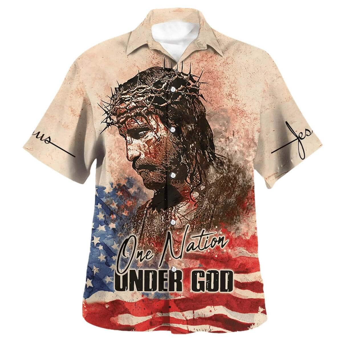 One Nation Under God Independence Day Jesus Christian Summer Hawaiian Shirt