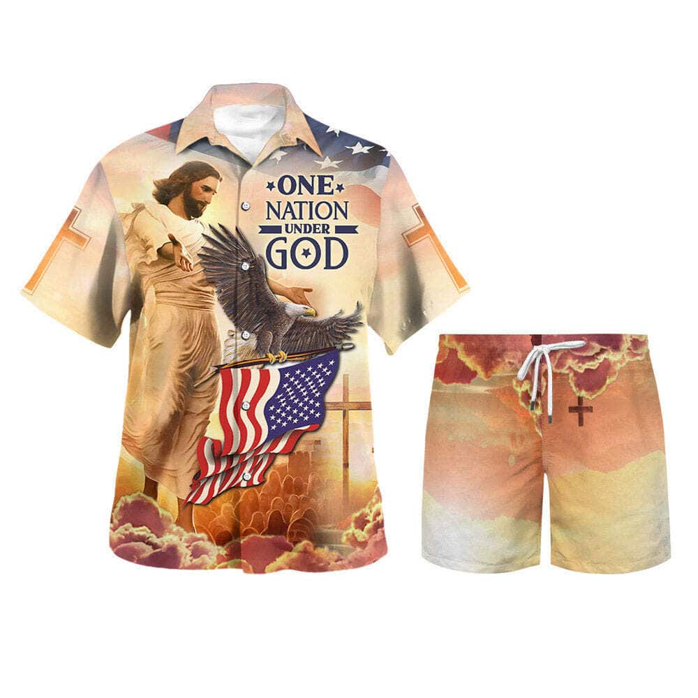 Independence Day One Nation Under God Jesus Eagle Christian Summer Hawaiian Shirt Independence Day One Nation Under God Jesus Eagle Christian Summer Hawaiian Shirt