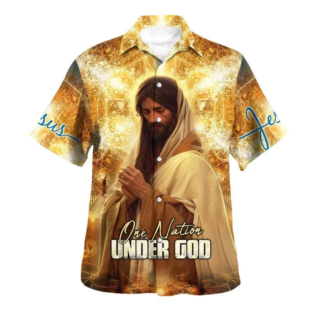 One Nation Under God Jesus Pray Christian Summer Hawaiian Shirt