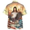 One Nation Under God Jesus Eagle American Flag Independence Day Christian Summer Hawaiian Shirt