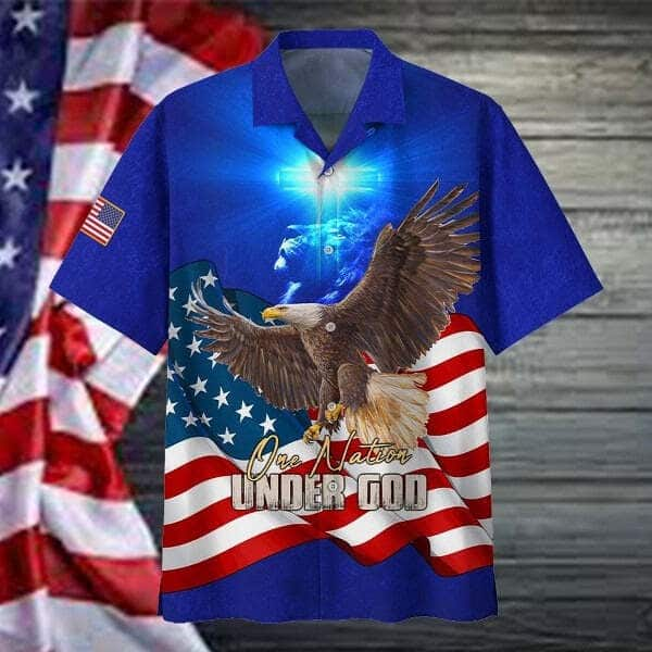 Eagle American Flag Independence Day One Nation Under God Eagle Christian Summer Hawaiian Shirt