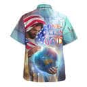 One Nation Under God Jesus Holding Earth American Flag Independence Day Christian Summer Hawaiian Shirt