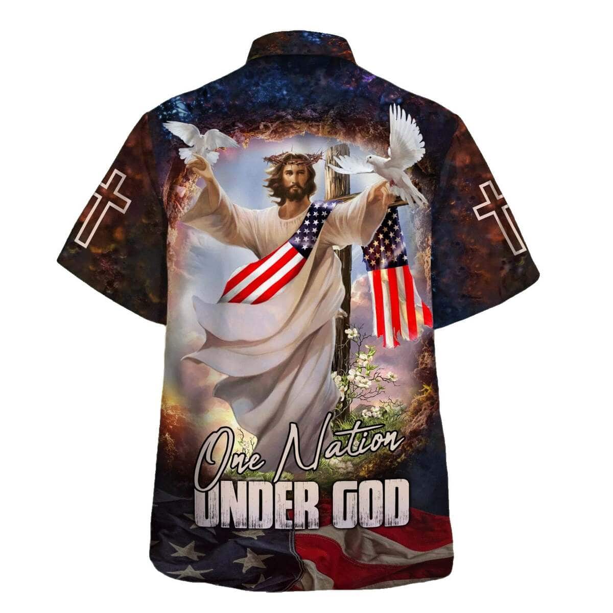 Jesus With His Arms Open Dove 4th Of July One Nation Under God Christian Hawaiian Shirt Jesus With His Arms Open Dove 4th Of July One Nation Under God Christian Hawaiian Shirt