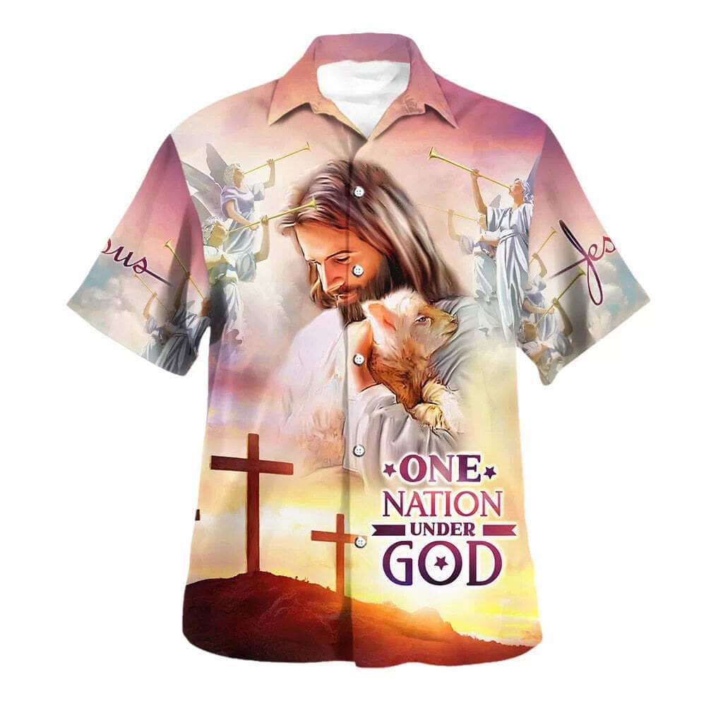 Lamb Of God Jesus Christ One Nation Under God Christian Summer Hawaiian Shirt