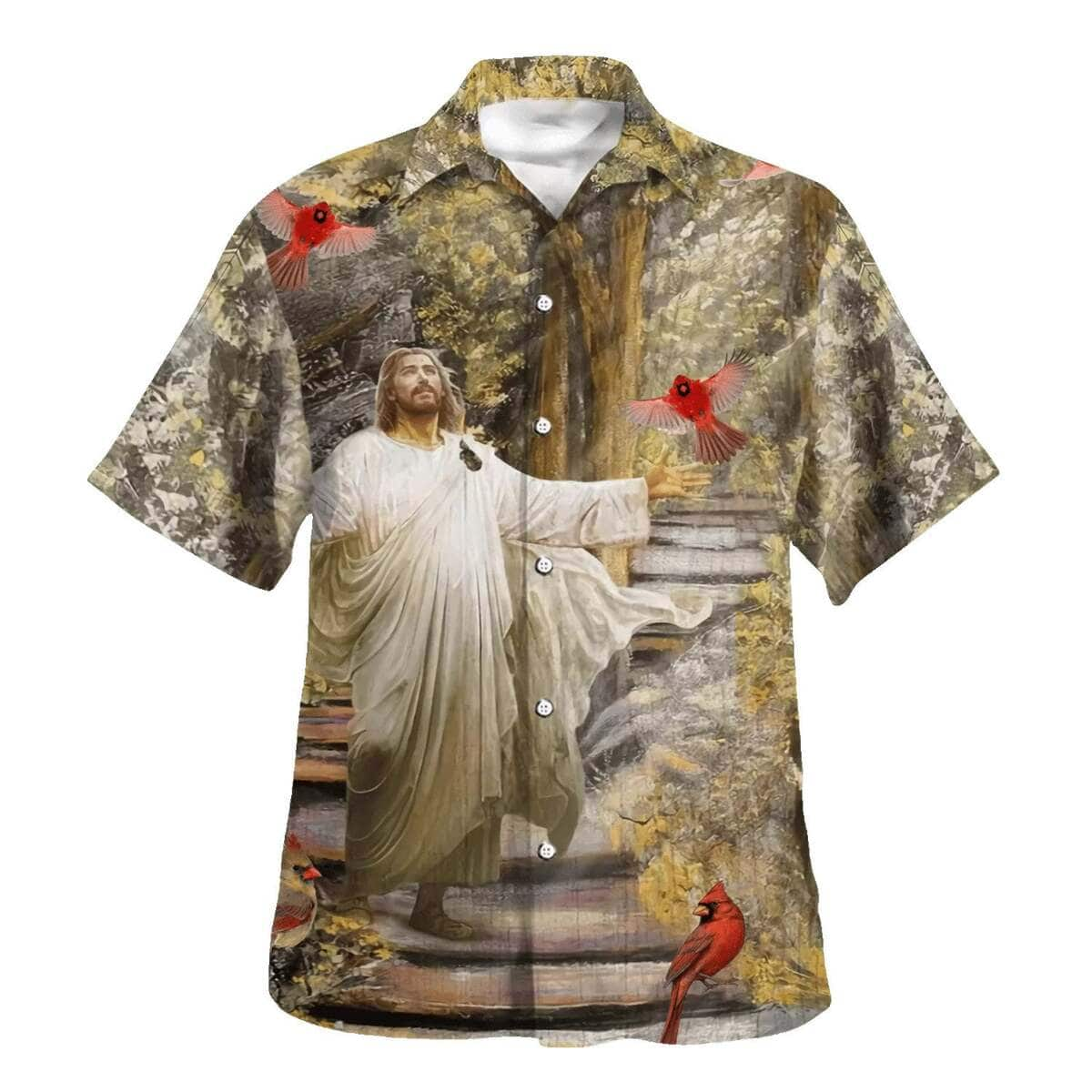 Jesus With His Arms Open Hummingbird Christian Summer Hawaiian Shirt