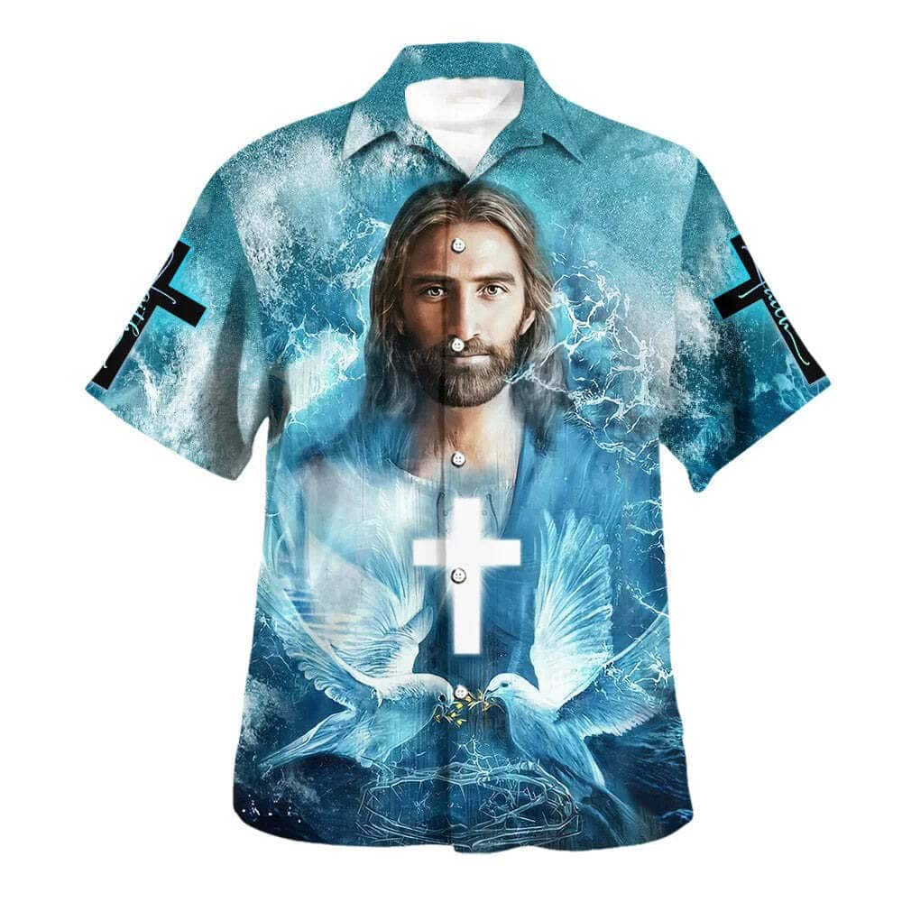 Jesus Pigeon Cross Christian Summer Hawaiian Shirt