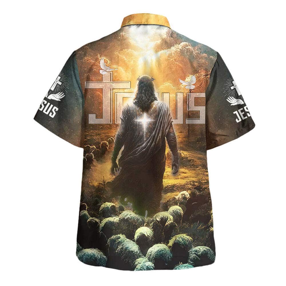 Jesus Leading Sheep Christian Summer Hawaiian Shirt Jesus Leading Sheep Christian Summer Hawaiian Shirt