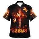 Jesus Burning Fire Cross Christian Summer Hawaiian Shirt Jesus Burning Fire Cross Christian Summer Hawaiian Shirt