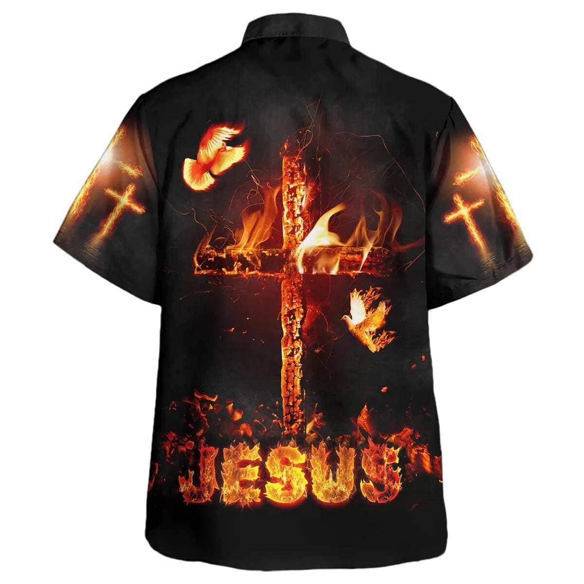 Jesus Burning Fire Cross Christian Summer Hawaiian Shirt Jesus Burning Fire Cross Christian Summer Hawaiian Shirt