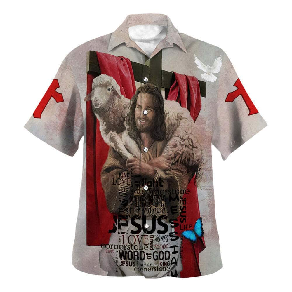 Jesus Holding Lamb Bible Verse Christian Summer Hawaiian Shirt