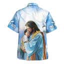 Jesus Hugging Child One Nation Under God Christian Summer Hawaiian Shirt